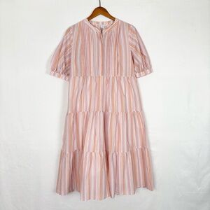 NEW English Factory Striped Midi Dress in Orange Size M Cotton